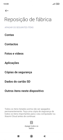 Prima Apagar todos os dados.