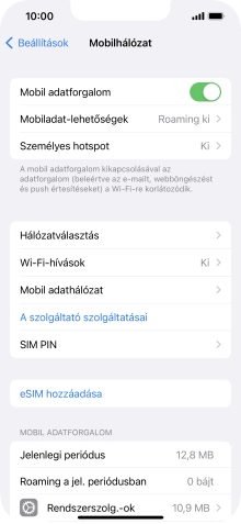 Válaszd a Mobil adathálózat lehetőséget.