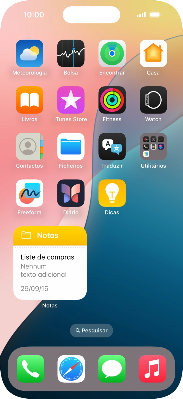 Se utilizar uma pilha de widgets: Deslize o dedo para cima ou para baixo na pilha para escolher o widget pretendido.