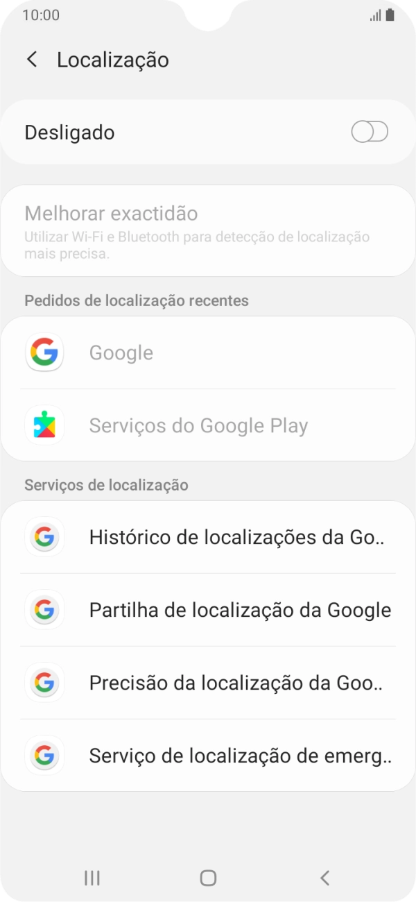 Prima o indicador para ativar ou desativar a função.