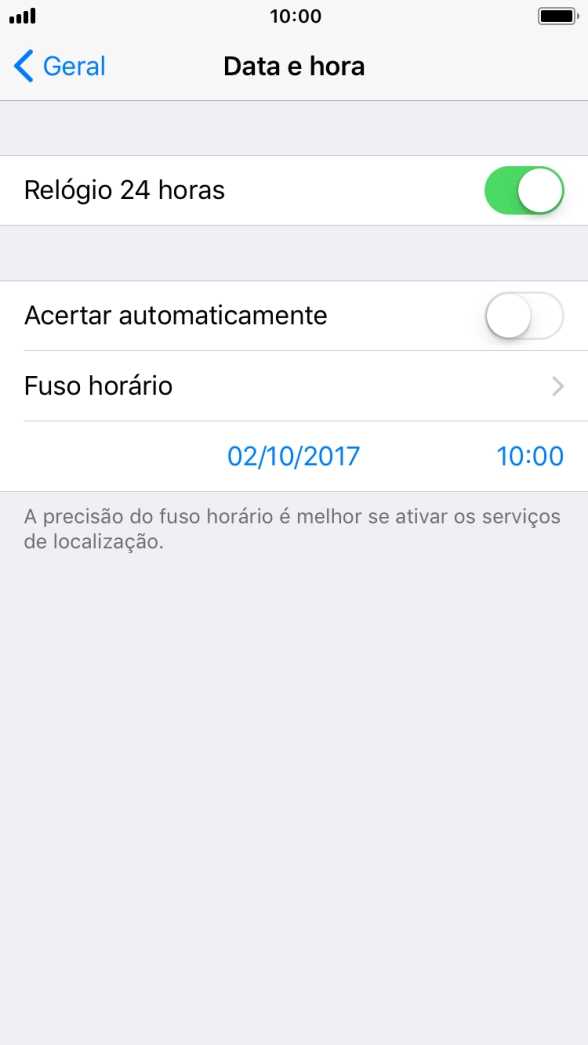 Prima o indicador junto a Acertar automaticamente para ativar a função.