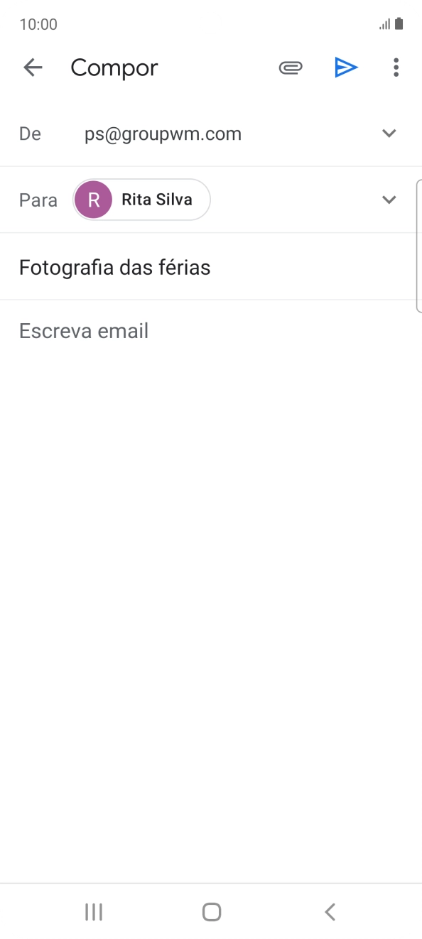 Prima o campo de escrita e escreva o texto do e-mail.