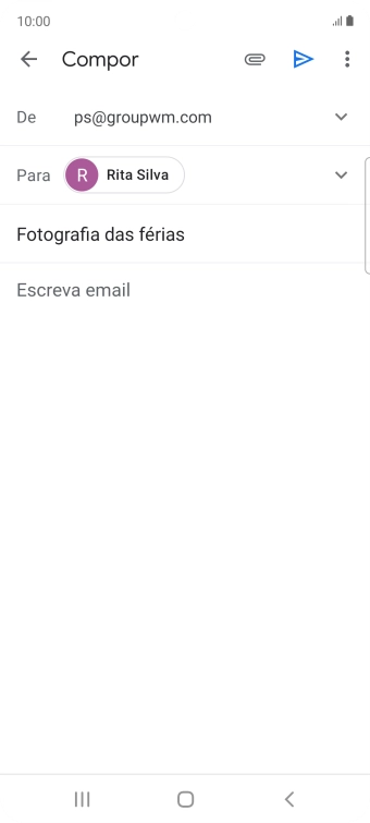 Prima o campo de escrita e escreva o texto do e-mail.