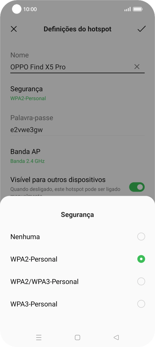 Prima WPA3-Personal para proteger o hotspot Wi-Fi com uma password.