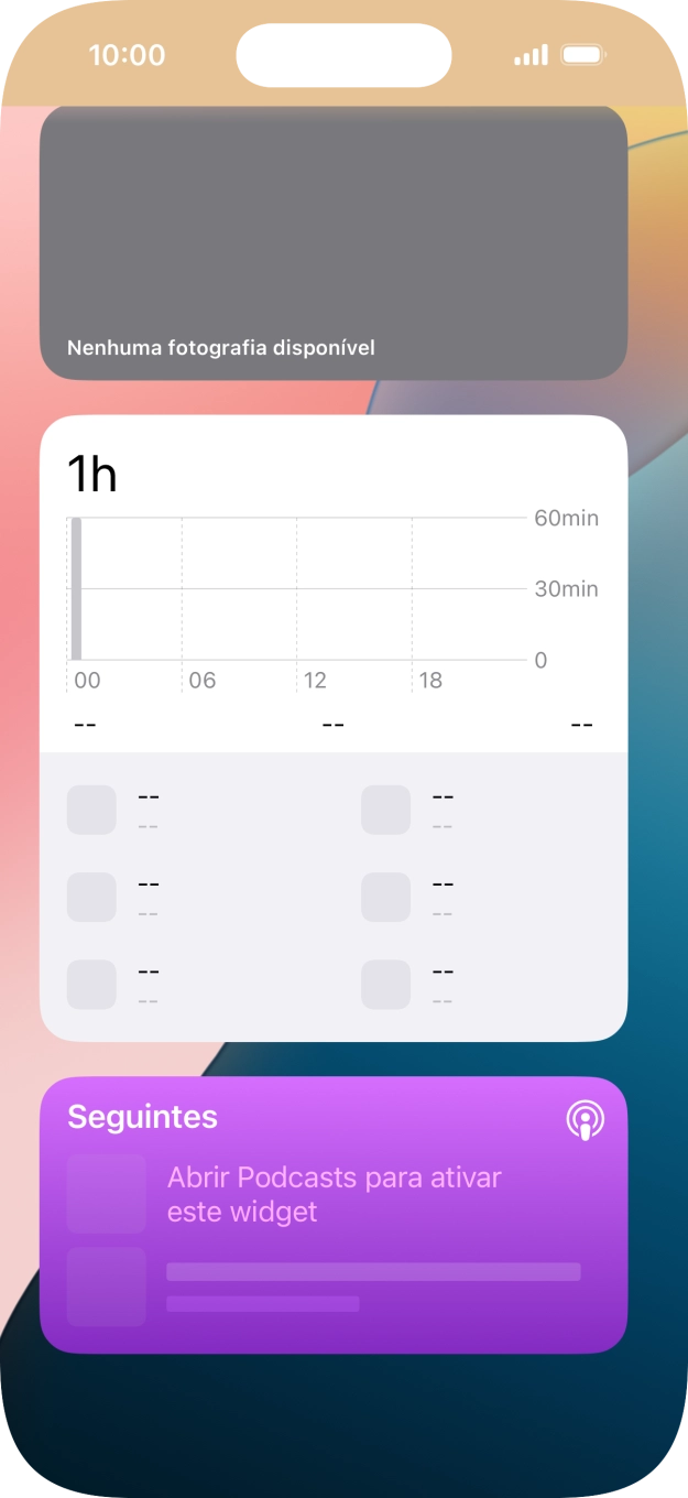 Mantenha premido o widget pretendido até aparecer um menu no ecrã.