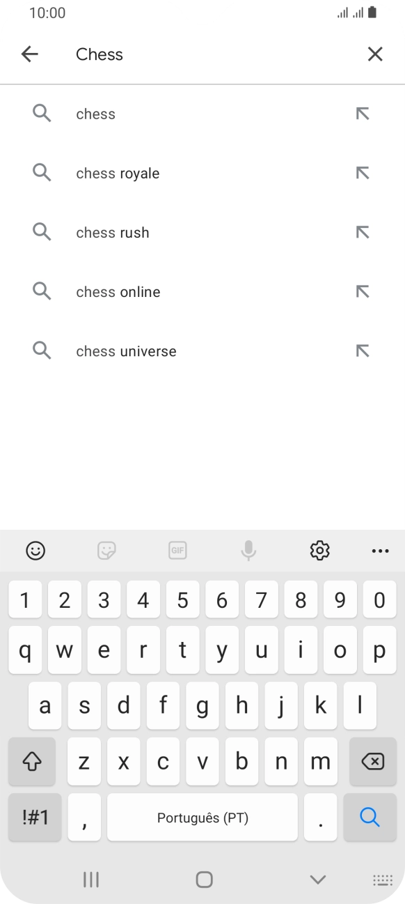 Introduza o nome ou categoria da app pretendida e prima o ícone para pesquisar.
