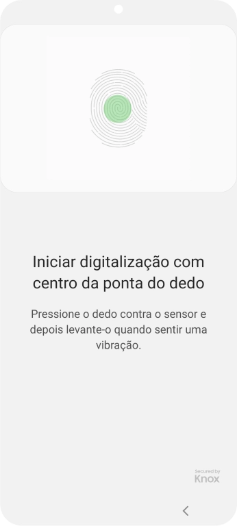 Siga as indicações no ecrã para definir a impressão digital como código de bloqueio.