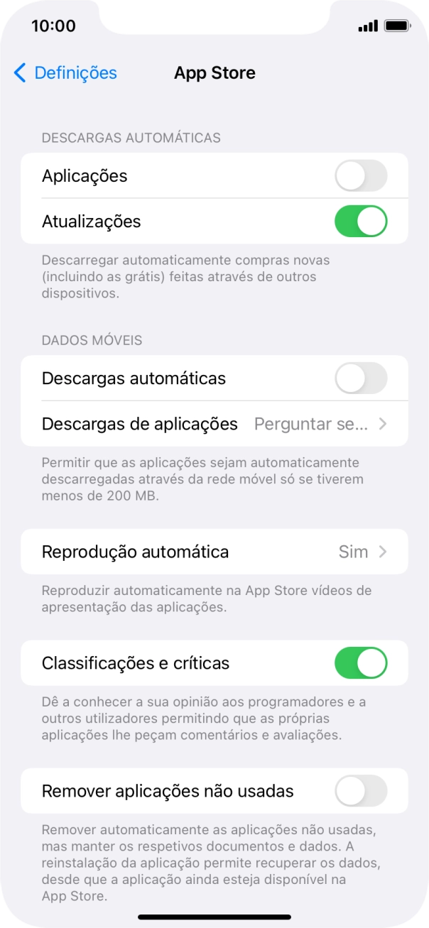 Prima o indicador junto aos tipos de conteúdo pretendidos para ativar ou desativar a função.