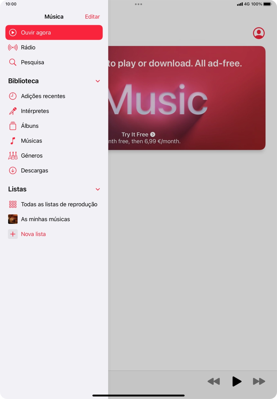 Prima a lista de reprodução pretendida.