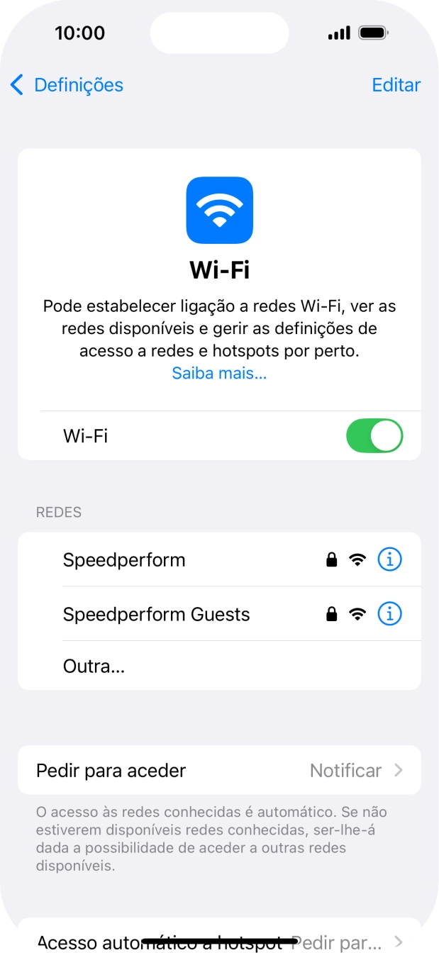 Prima a rede Wi-Fi pretendida e introduza a password da rede Wi-Fi.