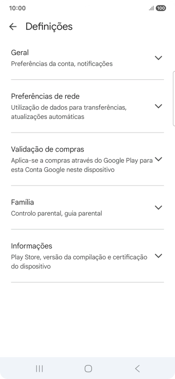 Prima Preferências de rede.