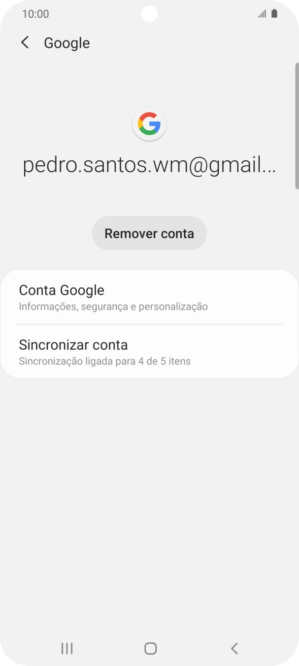 Prima Sincronizar conta.