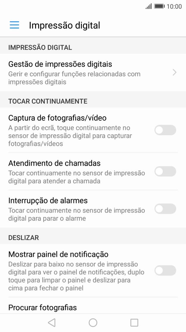 Prima Gestão de impressões digitais.