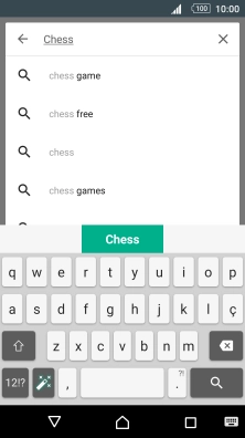 Introduza o nome ou categoria da app pretendida e prima o ícone para pesquisar.