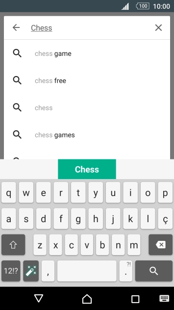 Introduza o nome ou categoria da app pretendida e prima o ícone para pesquisar.
