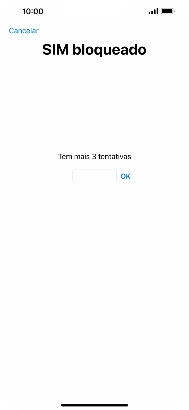 Se o cartão SIM estiver bloqueado, deve introduzir o código PIN e premir OK.