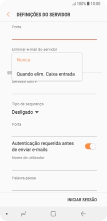 Prima Nunca para manter os e-mails no servidor quando estes são apagados no telefone.