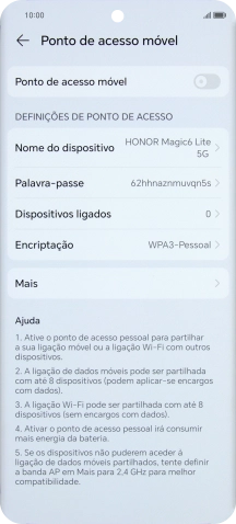 Prima Palavra-passe e introduza a password pretendida.