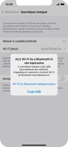 Amennyiben be van kapcsolva a Wi-Fi, válaszd a Wi-Fi és Bluetooth bekapcsolása lehetőséget.