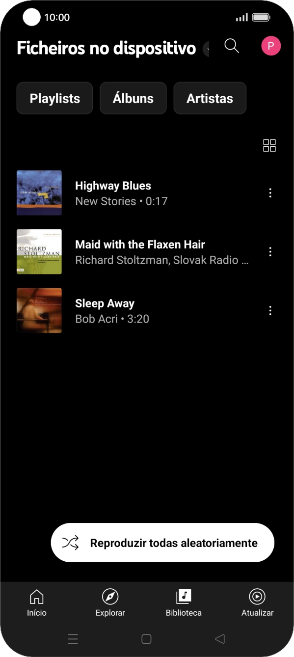 Prima o ficheiro de música pretendido.