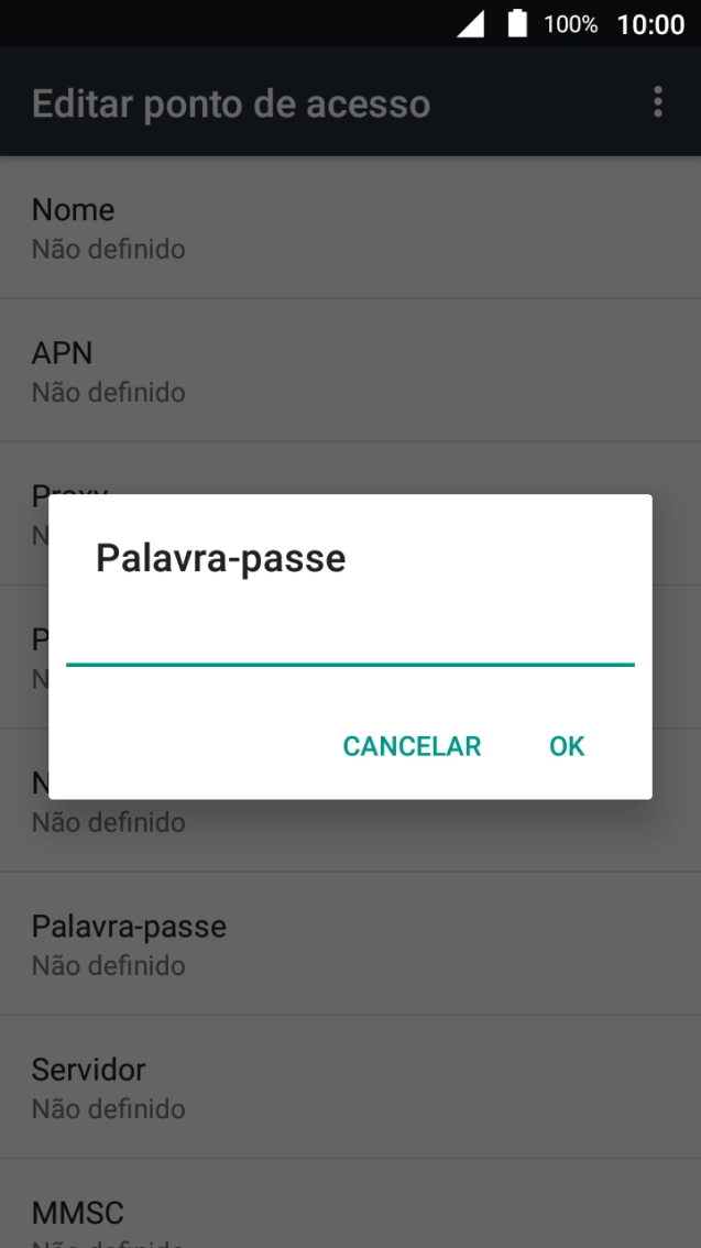 Introduza vodafone e prima OK.