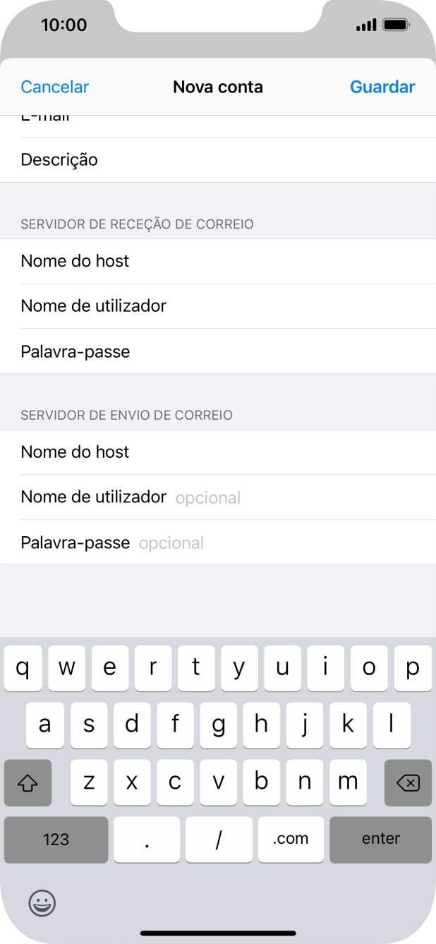 Prima Nome de utilizador e introduza o nome de utilizador do servidor de envio do seu fornecedor de e-mail.