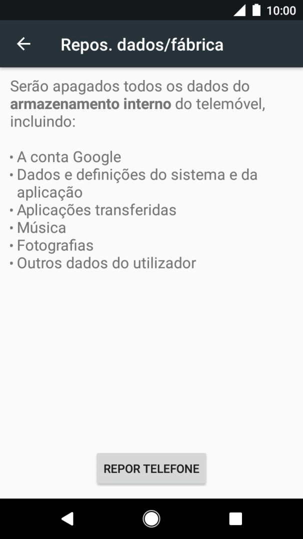 Prima REPOR TELEFONE.