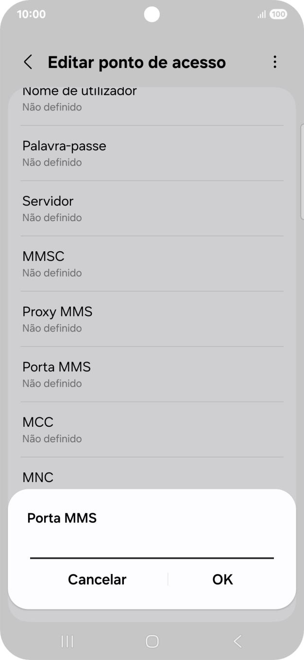 Introduza 80 e prima OK.