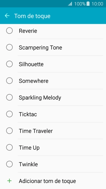 Prima Adicionar tom de toque.