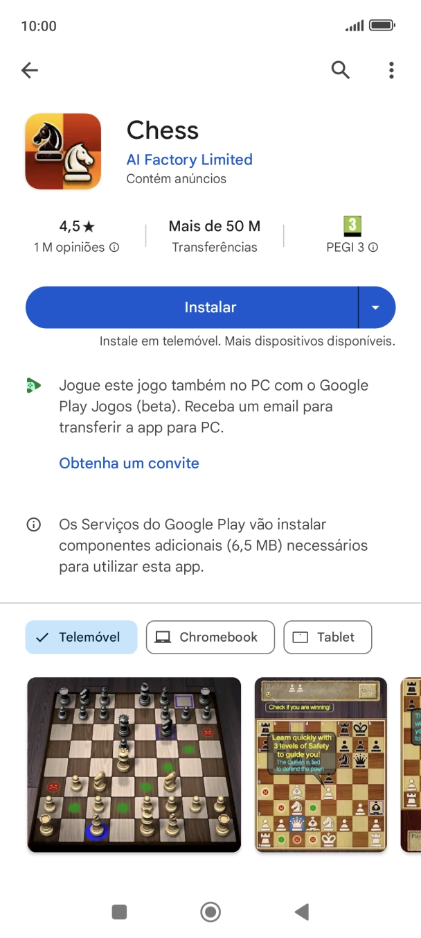 Prima Instalar e siga as indicações no ecrã para instalar a app.