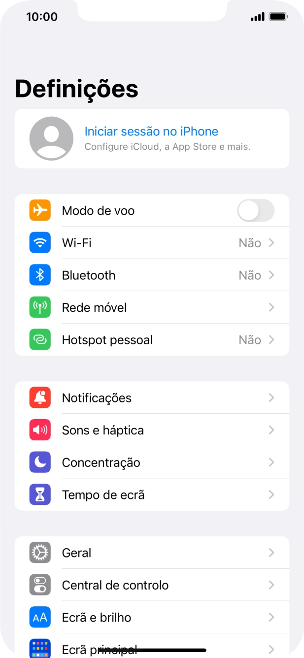 Prima Iniciar sessão no iPhone.