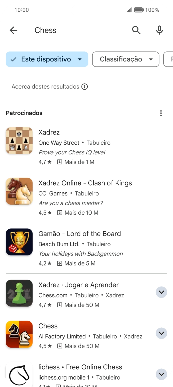 Prima a app pretendida.