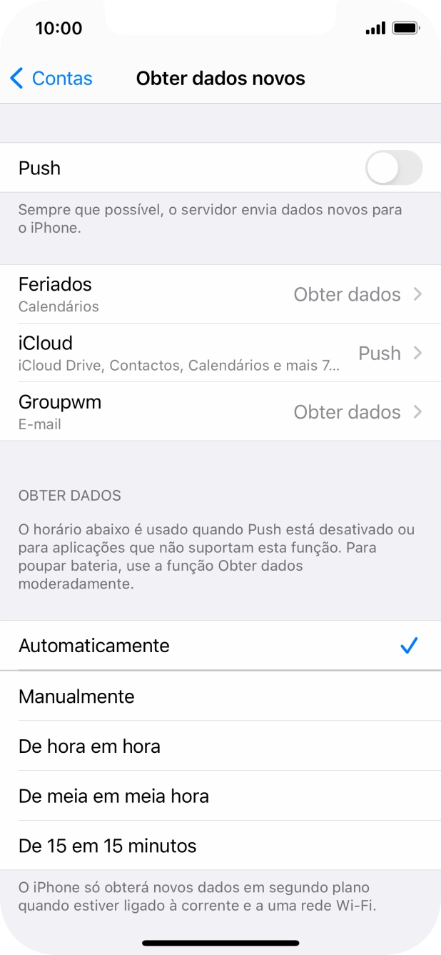 Se desativar a função, prima a definição pretendida.