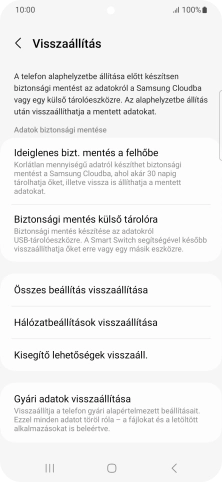 Válaszd a Gyári adatok visszaállítása lehetőséget.