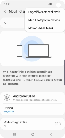 Válaszd a Mobil hotspot beállítása lehetőséget.