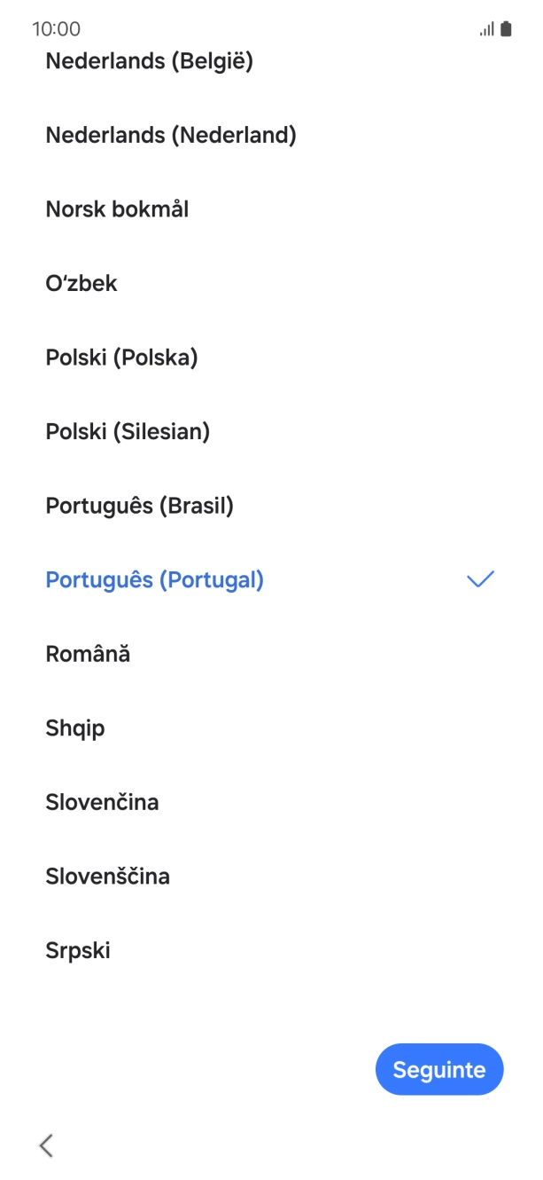 Prima o idioma pretendido.