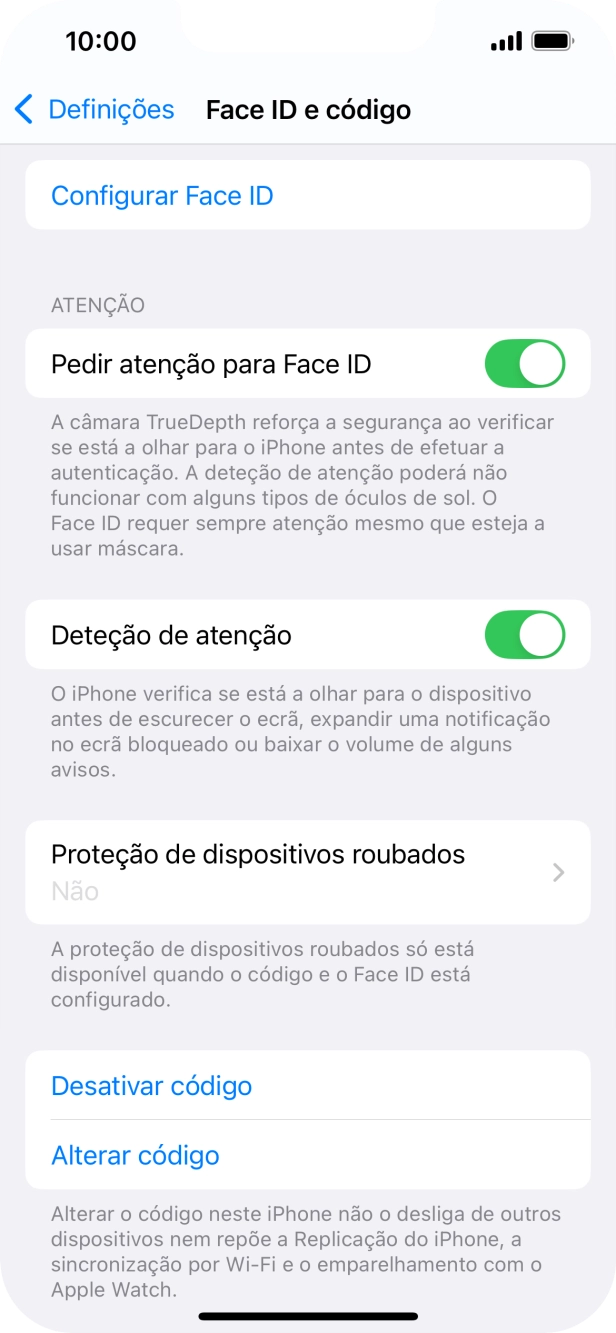 Prima Desativar código, e introduza o código de bloqueio.