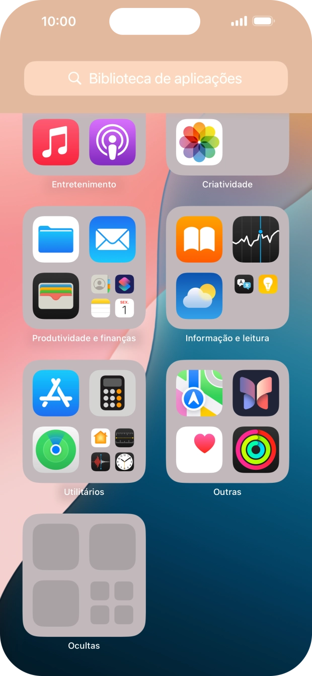 A app está agora colocada na pasta Ocultas da Biblioteca de apps.