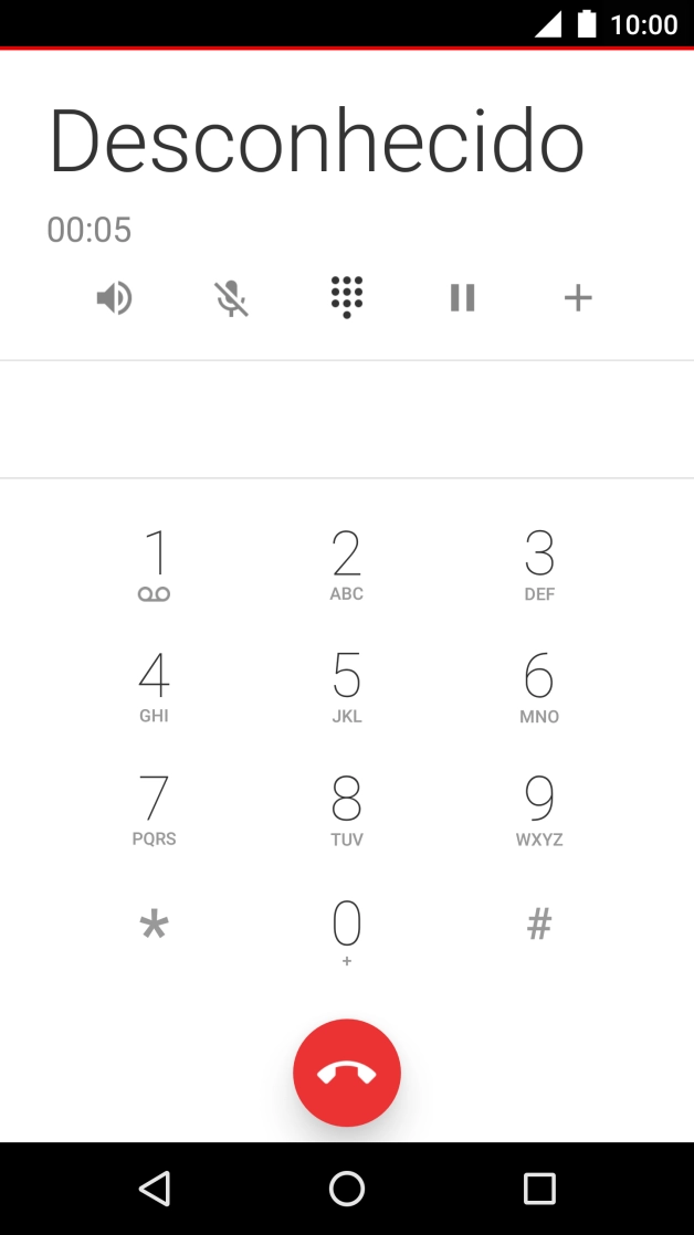 Prima o ícone para terminar a chamada.