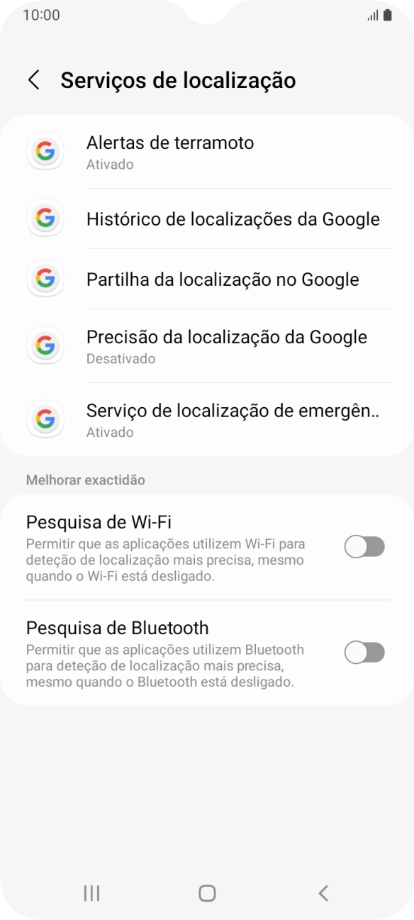 Prima Precisão da localização da Google.