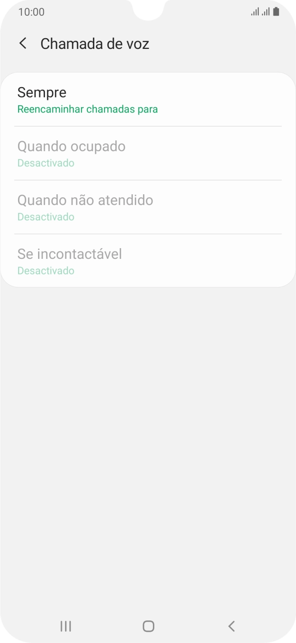 Prima o tipo de desvio pretendido.