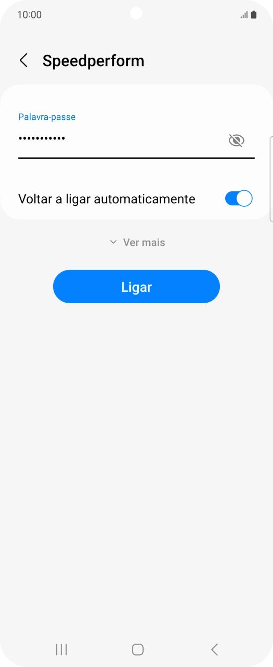 Introduza a password da rede Wi-Fi e prima Ligar.