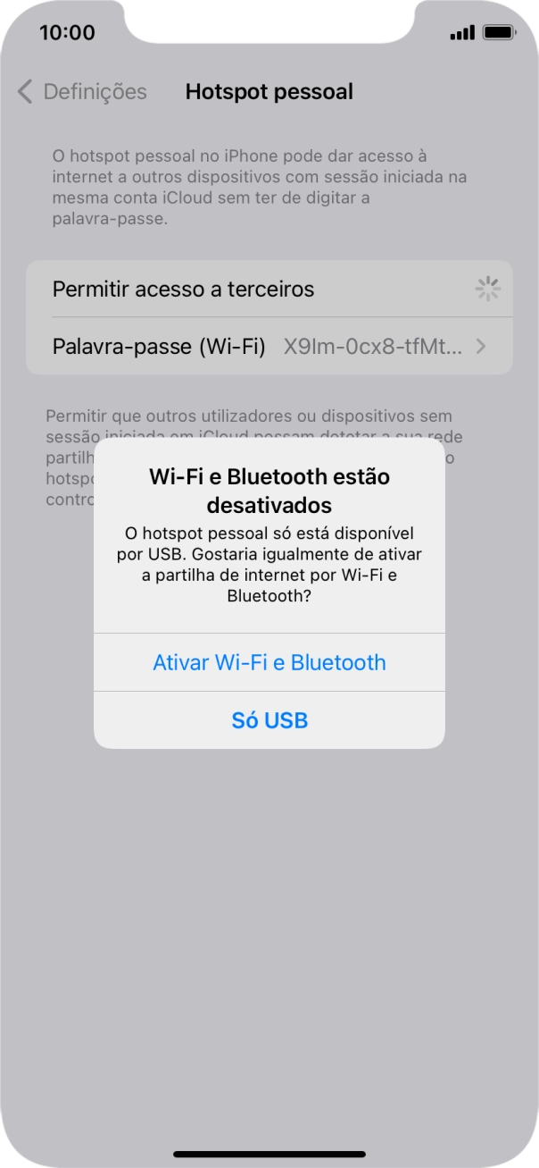 Se o Wi-Fi estiver desativado, prima Ativar Wi-Fi e Bluetooth.
