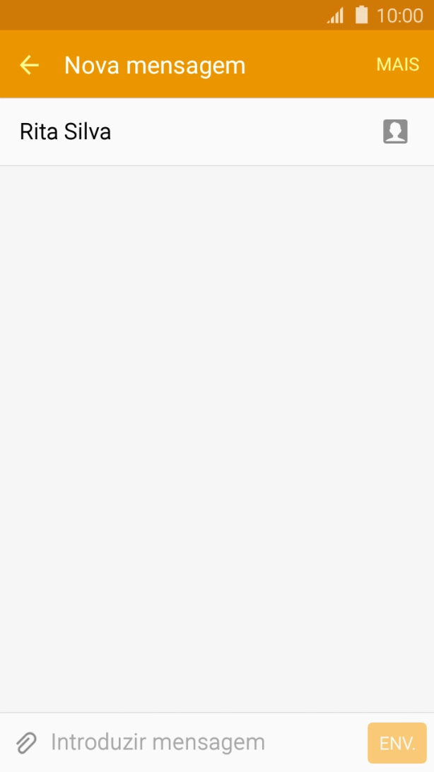 Prima o campo de escrita e escreva o texto da sua mensagem curta.