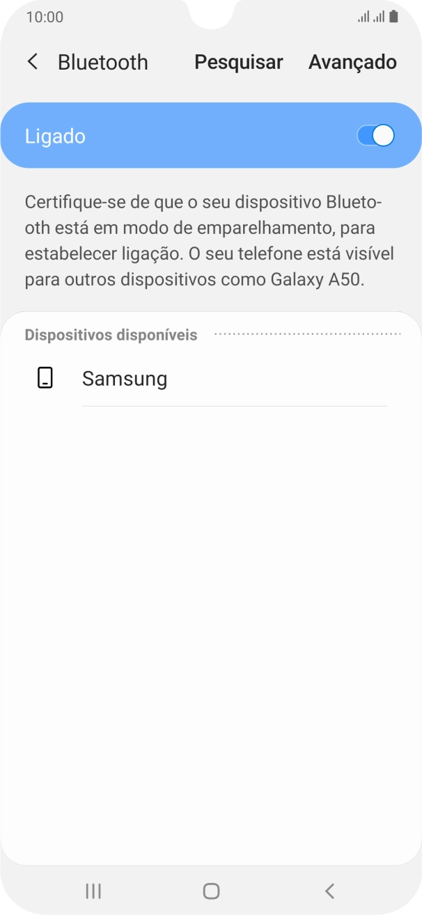 Prima o dispositivo Bluetooth pretendido e siga as indicações no ecrã para emparelhar o dispositivo pretendido com o telefone.
