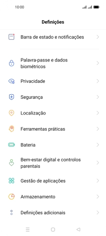 Prima Barra de estado e notificações.