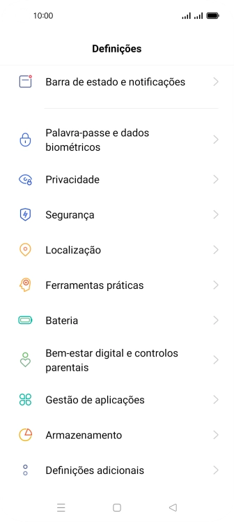 Prima Barra de estado e notificações.