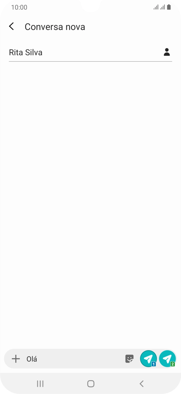 Quando tiver terminado de escrever a sua mensagem curta, prima o ícone para enviar junto ao cartão SIM pretendido.