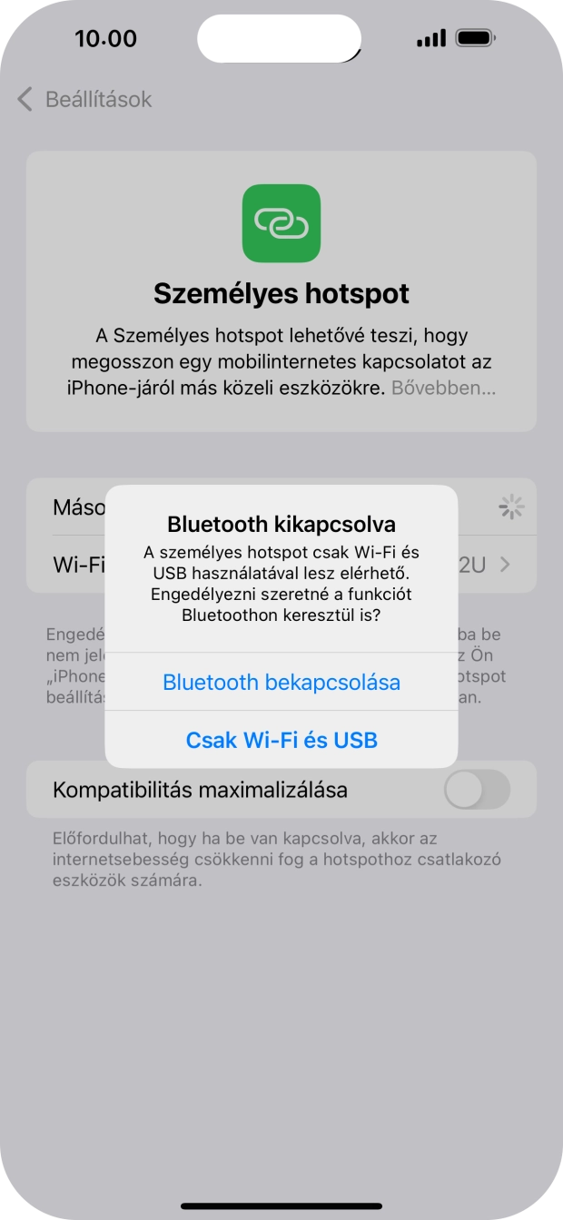 Amennyiben be van kapcsolva a Wi-Fi, válaszd a Csak Wi-Fi és USB lehetőséget.