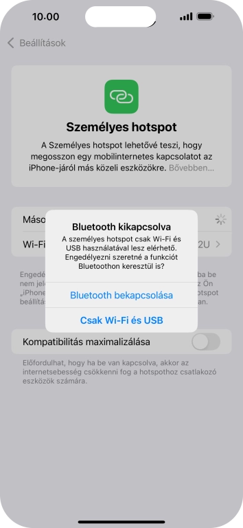 Amennyiben be van kapcsolva a Wi-Fi, válaszd a Csak Wi-Fi és USB lehetőséget.